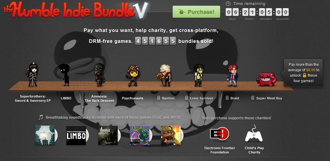 The Humble indie Bundle 3. Игровой блог. Time remaining.